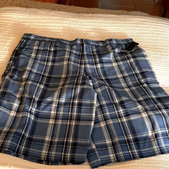 BURNSIDE COTTON  Cargo Blue Plaid Shorts 38‎ New/Tags - Picture 3 of 8